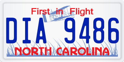 NC license plate DIA9486