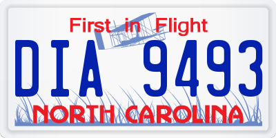 NC license plate DIA9493