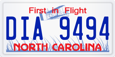 NC license plate DIA9494