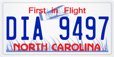 NC license plate DIA9497