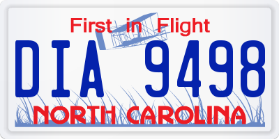 NC license plate DIA9498