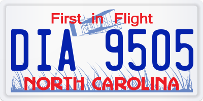 NC license plate DIA9505