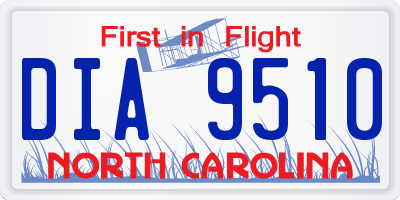 NC license plate DIA9510