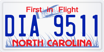 NC license plate DIA9511