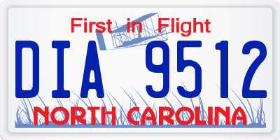 NC license plate DIA9512