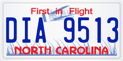 NC license plate DIA9513