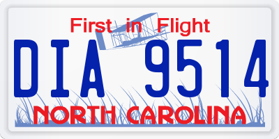 NC license plate DIA9514