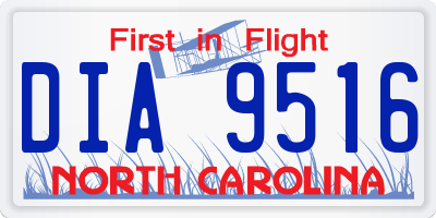 NC license plate DIA9516
