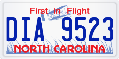 NC license plate DIA9523