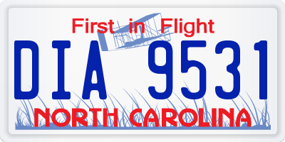 NC license plate DIA9531