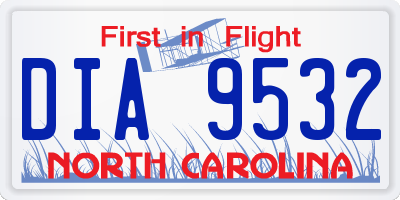 NC license plate DIA9532