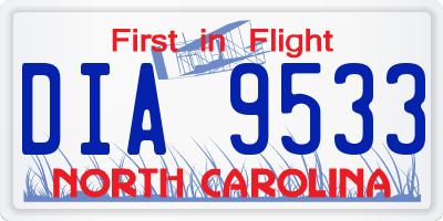 NC license plate DIA9533
