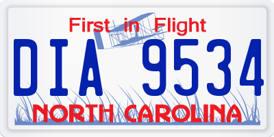 NC license plate DIA9534