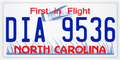 NC license plate DIA9536