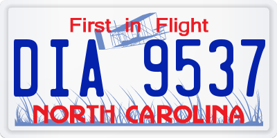 NC license plate DIA9537