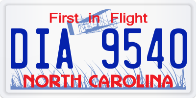 NC license plate DIA9540