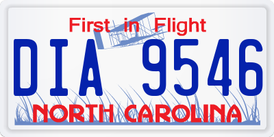 NC license plate DIA9546