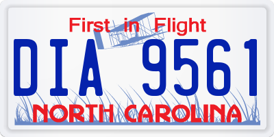 NC license plate DIA9561