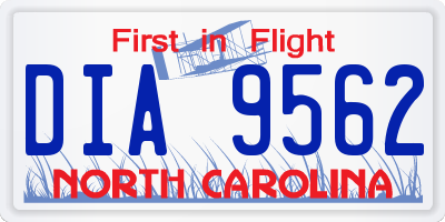 NC license plate DIA9562