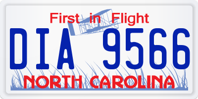 NC license plate DIA9566
