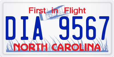 NC license plate DIA9567
