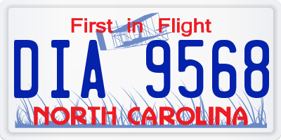 NC license plate DIA9568