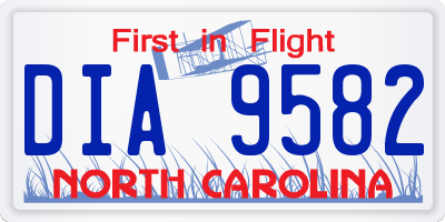 NC license plate DIA9582