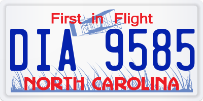 NC license plate DIA9585