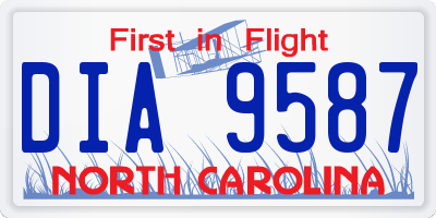 NC license plate DIA9587