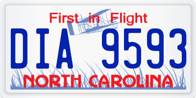 NC license plate DIA9593