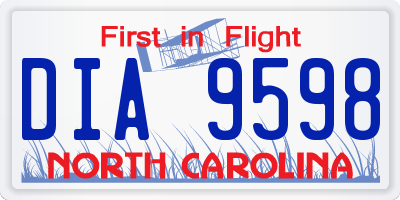 NC license plate DIA9598
