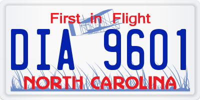 NC license plate DIA9601