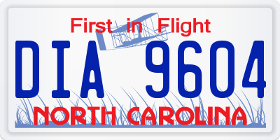 NC license plate DIA9604