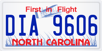 NC license plate DIA9606