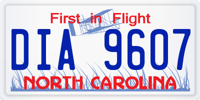 NC license plate DIA9607