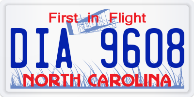 NC license plate DIA9608