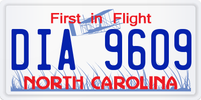NC license plate DIA9609