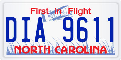 NC license plate DIA9611
