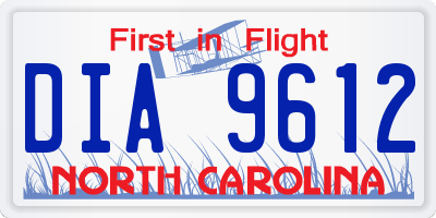 NC license plate DIA9612