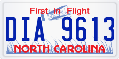 NC license plate DIA9613