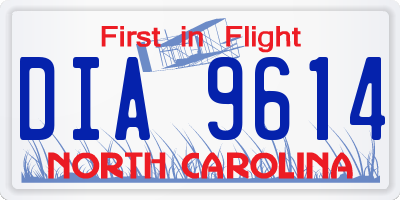 NC license plate DIA9614