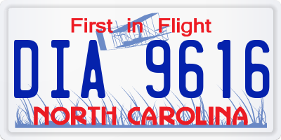 NC license plate DIA9616