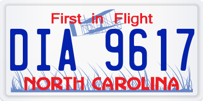 NC license plate DIA9617