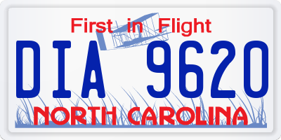 NC license plate DIA9620