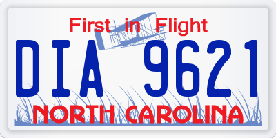 NC license plate DIA9621