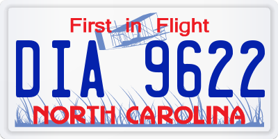 NC license plate DIA9622