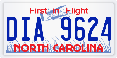 NC license plate DIA9624