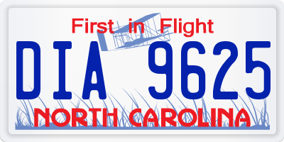 NC license plate DIA9625