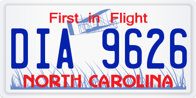NC license plate DIA9626