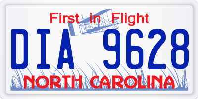 NC license plate DIA9628